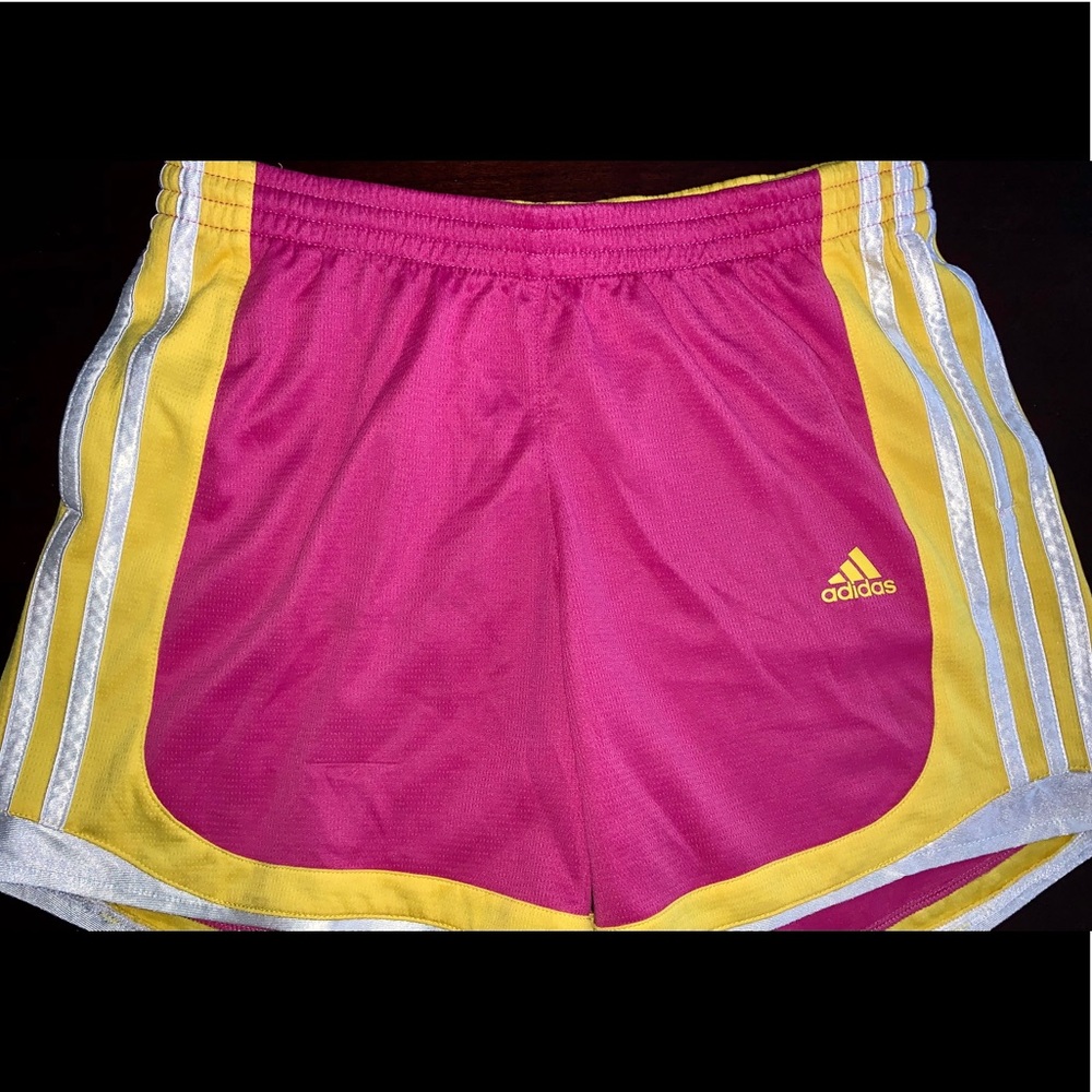 💖Pink & Yellow Vintage Adidas Workout Shorts💛💖